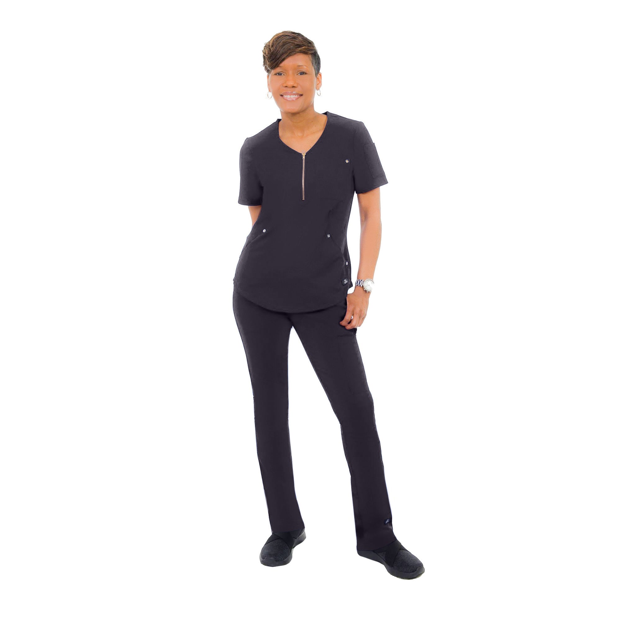 Comfy Gold Zipper, Women's Scrub Set W103