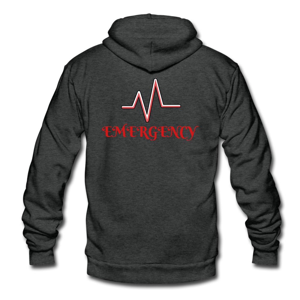 EMERGENCY Unisex Fleece Zip Hoodie - charcoal gray