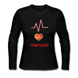 Team Player Women's Long Sleeve Jersey T-Shirt - black